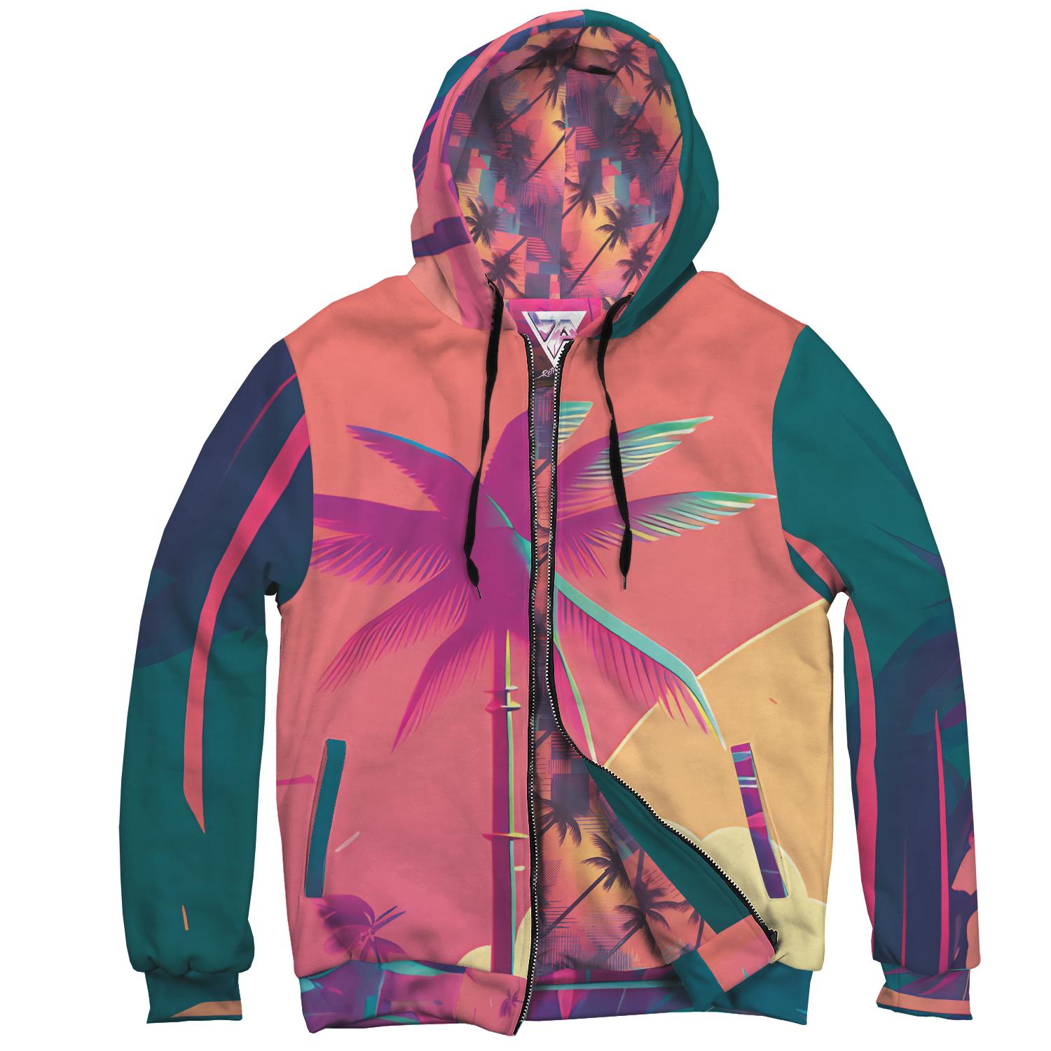 Radiant Flamingos Handcrafted Hoodie-Victor Plazma