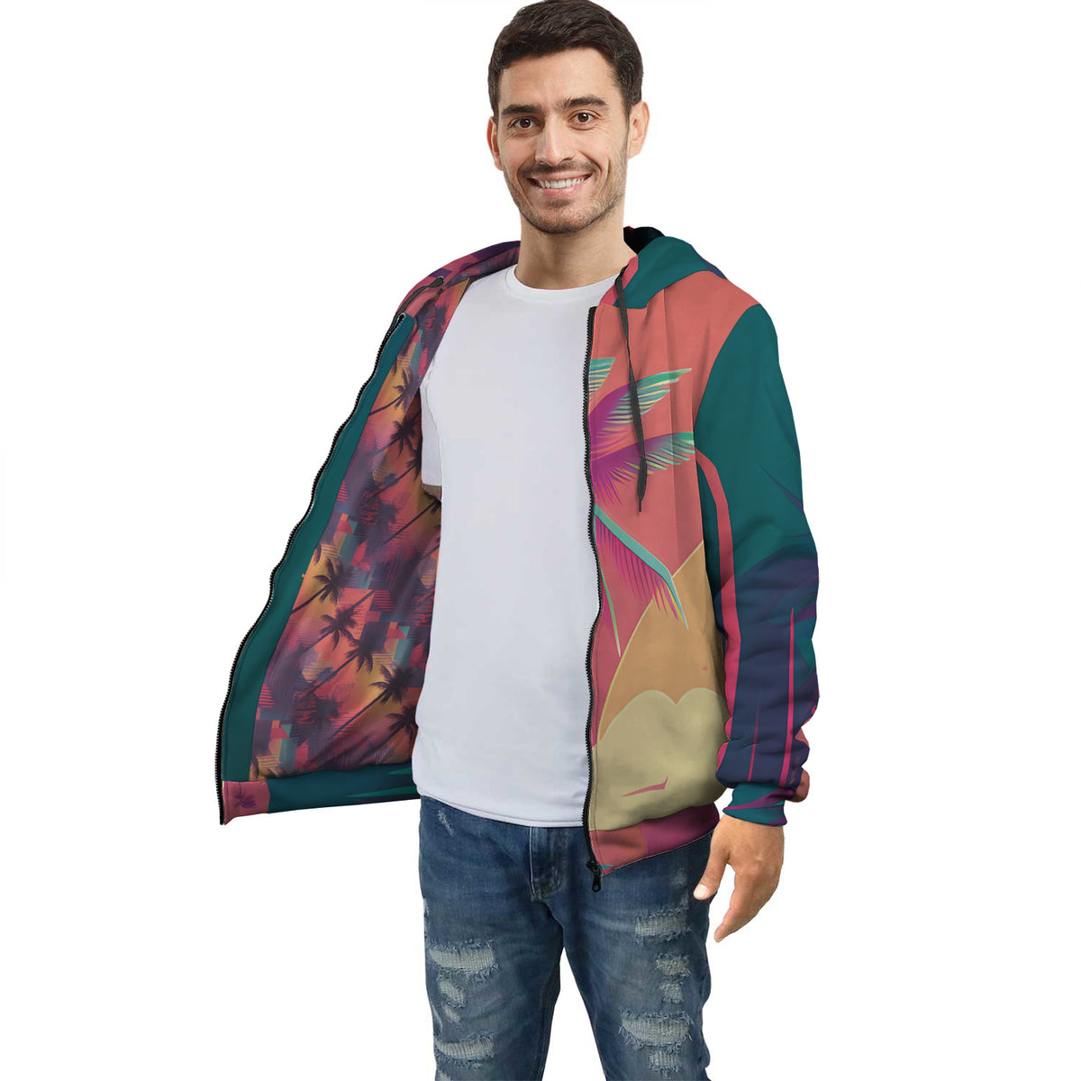 Radiant Flamingos Handcrafted Hoodie-Victor Plazma